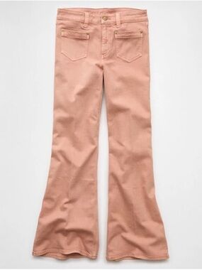 American Eagle Outfitters High-Rise Flare Jeans in Peach